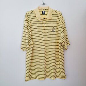 Foot Joy Polo Shirt Golf Striped Yellow Blue Short Sleeve Mens Size Large